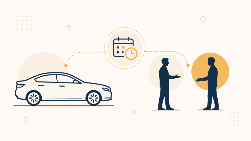 Illustration representing ongoing legal responsibility for a vehicle until ownership transfer is completed.